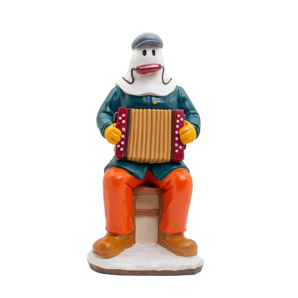 16" Mummer Figurine with Harmonica and Accordion