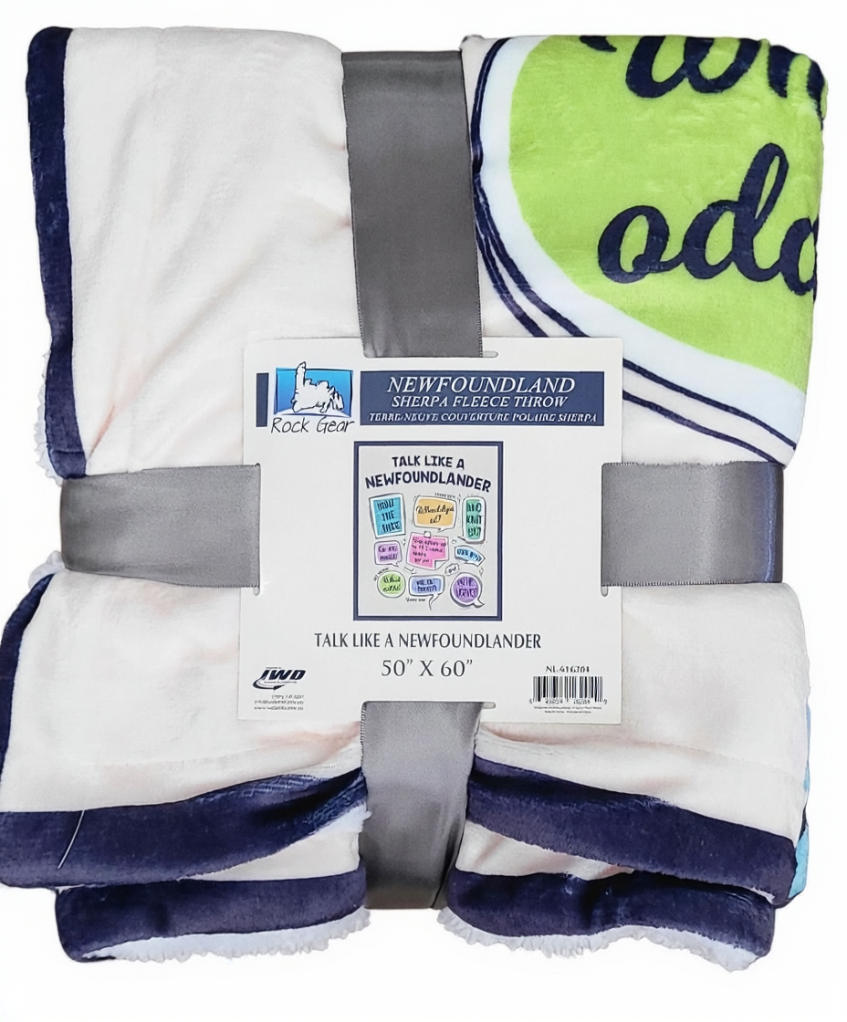 Talk Like A Newfoundlander Sherpa Fleece Throw Blanket