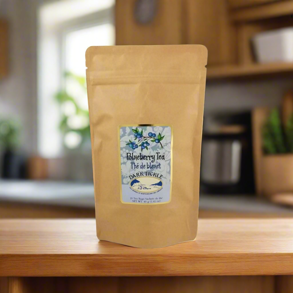 Wild Blueberry Tea 20 bags, Newfoundland heritage berry blended with premium Ceylon tea.