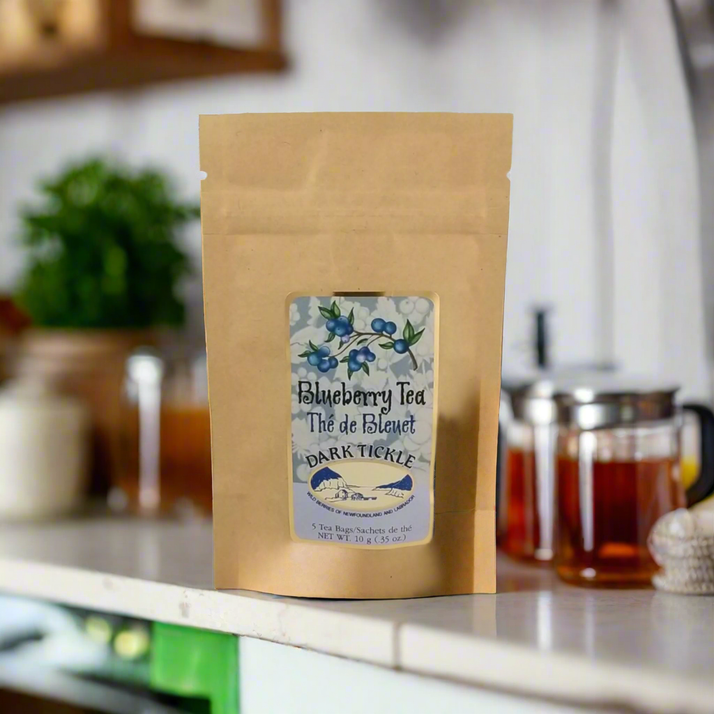 Wild Blueberry Tea 5 bags, Newfoundland heritage berry blended with premium Ceylon tea.